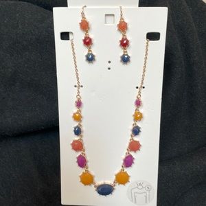 Beaded necklace and earring set